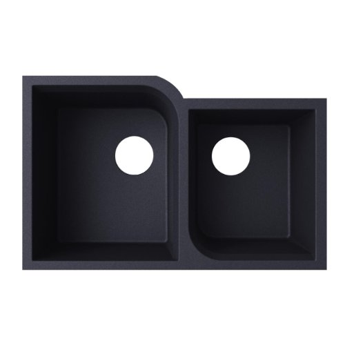 Swanstone QU03322RC.077 Granite Undermount Double-Bowl Kitchen Sink, 33-in L X 22-in H X 9-in H, Nero Swanstone QU03322RC.077 Granite Undermount Double-Bowl Kitchen Sink, 33-in L X 22-in H X 9-in H, Nero
