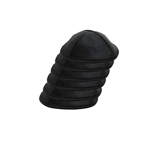 Kippah, Satin, Black, Size 20cm Medium. 6 Pack