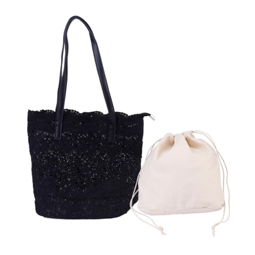Sac brodé en coton blanc à bandoulière en dentelle au style romantique