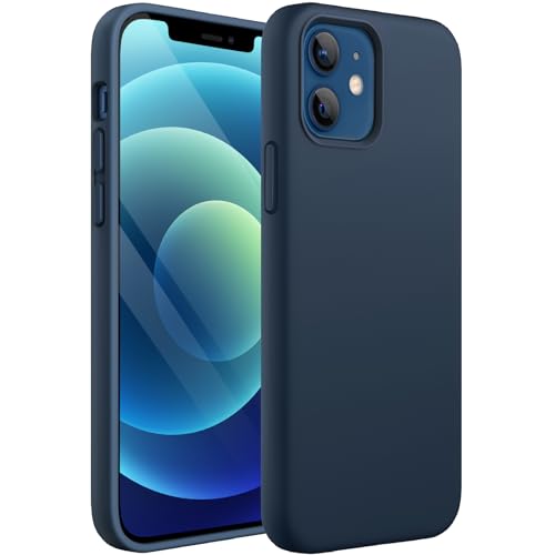 JETech Silicone Case for iPhone 12/12 Pro 6.1-Inch Silky-Soft Touch Full-Body Protective Phone Case Shockproof Cover with Microfiber Lining (Navy)
