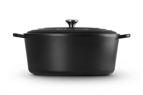 Image of LE CREUSET Signature Enamelled Cast Iron Oval Casserole Dish with Lid, 40 cm, 14.8 Litre, Matte Black, 21178400000430