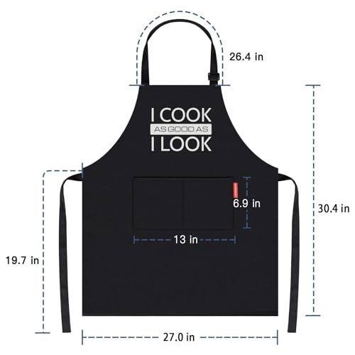 Cotton Aprons for Women Men, Funny Kitchen Cooking Aprons with 2 Pockets, Christmas Gifts for Women Men Dad Mum Wife Husband Girlfriend and Boyfriend
