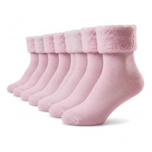ITRAT Women’s 2 Paris Extra Warm Super Soft Thermal Bed Socks in Pastel Assorted Colours | Fluffy Socks Womens Ideal for Cold Evenings Fleece Lining Cosy Comfortable (UK 4-7) (4-Pairs PINK)
