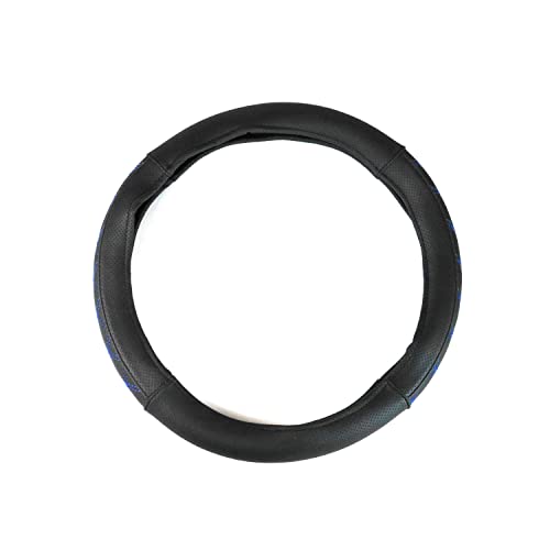 Funda para volante, funda para volante, cubierta para volante, transpirable, antideslizante, piel sintética, accesorio para el volante, 38 - 40 cm (puntos negros y azules) Cover