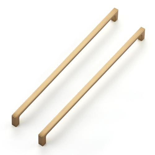 Image of Ravinte Champagne Bronze Kitchen Square Cabinet Handles 12-3 /5 Inch 5 Pack