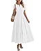 BTFBM Womens Summer 2026 Casual Midi Maxi Dresses Lightweight Short Sleeve V Neck Elastic Waist Boho Beach Dress Pockets(White, Small)