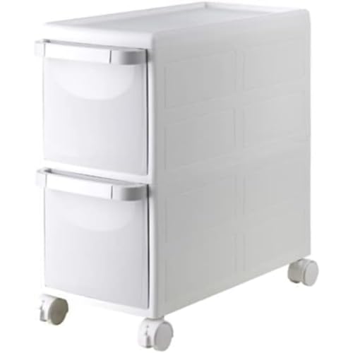 NICROSE キッチン隙間収納 キッチン収納 洗面所収納キャビネット PPプラスチック4輪 幅22cm 超狭ギャップキャビネット 小物置き場 プラスチック 引き出し バスルーム収納キャビネット 省スペース 整理 多機能 カテゴリ収納 (2層,A)