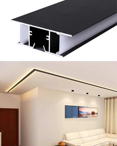 Dimensioni delle modanature per soffitti, Modanatura della finitura del soffitto in alluminio Modanatura della corona del diffusore a canale LED bifacciale Lunghezza personalizzata(15ft (4.6m))