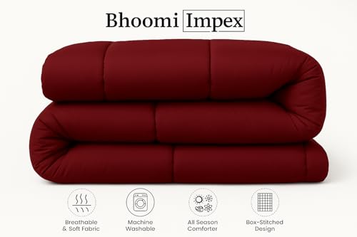 Image of Comforter Double Bed - All Season /AC /Summer Solid Double Bed Comforter Blanket | Dohar | Duvets |Ultra Soft & Light Weight - (300 GSM, Red)