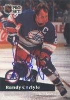 Randy Carlyle Winnipeg Jets 1991 Pro Set Autographed Card. This item comes with a certificate of authenticity from Autograph-Sports. Autographed -