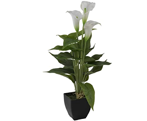 Künstliche Calla 43cm hoch im Topf mit 3 weißen Blüten - Blühende...