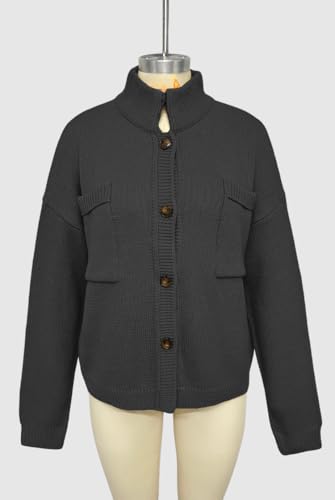 Image of Sumleno Long Sleeve Cardigan Sweaters for Women Button Down Tops Vintage Grandpa Aesthetic Grunge Fall Winter Outfits