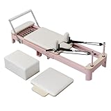 XJLKYMX Foldable Pilates Equipment, Pilates Reformer Machine for Home and Gym, Pilates Exercise Equipment with Jump Board, Adjustable Resistance Reformer Pilates Machine ,Pink