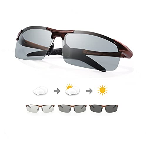 TJUTR Polarised Photochromic Sunglasses for Men Women Day Night Driving Safety Glasses UV400 Protection