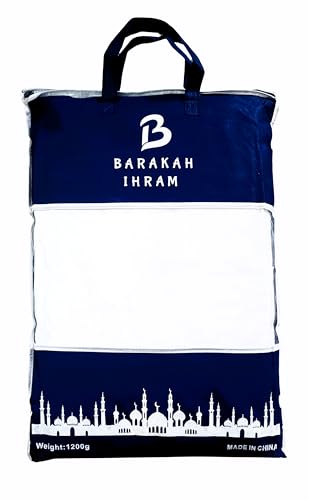 Ihram Premium Quality Ehram Ahram Hajj and Umrah Hypoallergenic Set of 2 Towels Muslim Pilgrimage 210 x110 cm, Barakah Ihram