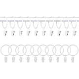Oualhoo 20 PCS Metal Curtain Rings with Clips, White Drapery Rings for Hanging, Curtain Clips 1.5