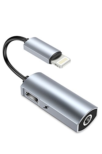 VANMASS 3.5 mm Headphone Jack Adapter, 2in1 Headphone Adapter with Charging Port Aux Splitter Charge, 48 kHz Audio Earphone Adapter, Support Remote Control, Compatible with Phone X/8/8P/7/7P (Grey)