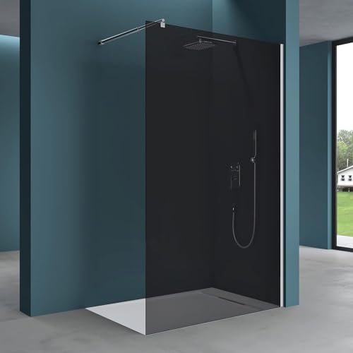 Mai & Mai Duschwand für Dusche Duschabtrennung 130x200cm Walk-In ESG-Sicherheitsglas 10mm NANO Glas BRAM1 Bremen2VG