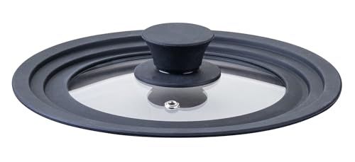 Fackelmann Tapa Sartén Universal de Cristal 16/18/20 cm, Tapa Antisalpicaduras, Diámetro 21 cm, Borde de Silicona Negro, Perilla de Nylon, Válvula de Vapor, Compatible con Ollas, Sartenes y Cacerolas