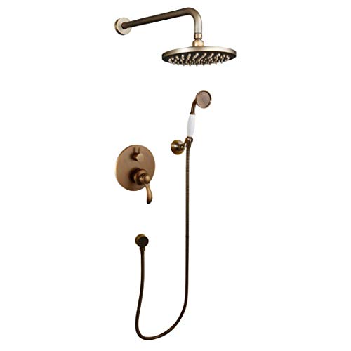 Ensemble de douche laiton antique avec pommeau rétro 20 cm - 2