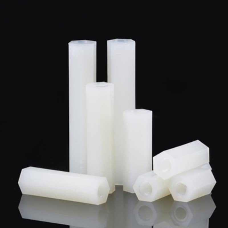 500/1000PCS M2.5 M3 M4 White Or Black Hex Nylon Standoff Spacer Column Flat Head Double Pass Nylon Plastic Spacing Screws(White,20MM_M4 500PCS)