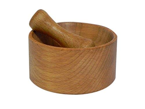 Mortier et pilon en bois naturel - Avec bol à épices et herbes (M02) Cover