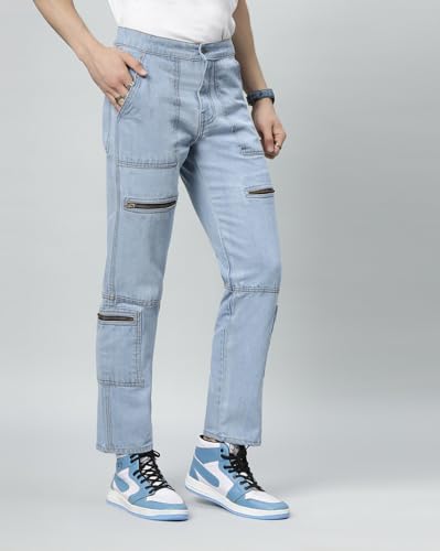 Image of Men's Cotton Adjustable Waistband Slim Fit Comfortable and Stylish Athletic Jeans