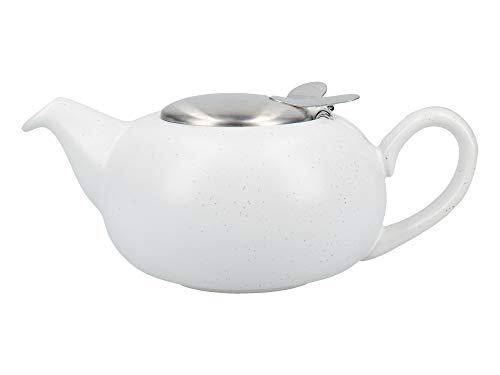 London Pottery Pebble - Tetera pequeña con infusor para té suelto, cerámica, color blanco, 2 tazas (500 ml)