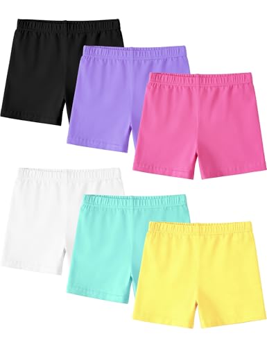 ZUEMET 6-Pack Toddler Girls Bike Shorts – Colorful Dance & Cartwheel Shorts for 4T Girls