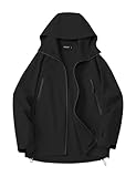 Avoogue Womens Rain Jackets Waterproof With Hood Black Active Windbreaker Lightweight Rain Coat L