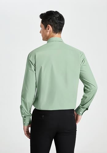 Image of HISDERN Mens Dress Shirt with Tie Pocket Square Set Classic Button Down Shirt Matching Tie Long Sleeve Shirts