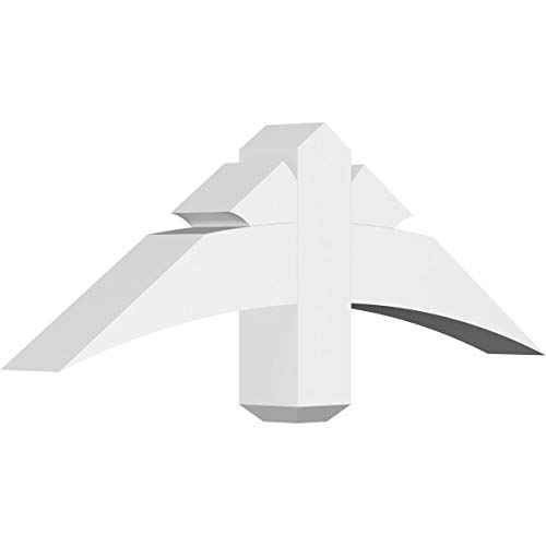 Ekena Millwork GBP036X12X0404DAV00 Davenport Architectural Grade PVC Gable Brackets 36"W x 12"H x 4"D x 4"F, 8/12 Pitch