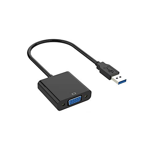 WJES USB to VGA Adapter 1 Pack USB 3.0/2.0 to VGA Multi-Display Video Converter Built-in Driver Support 1080P@60Hz with Windows 7/8/8.1/10 for Computer Monitor HDTV.