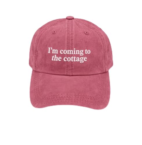 Im Coming to The Cottage Hat for Women Cool Washed Distressed Baseball Cap Wine Red