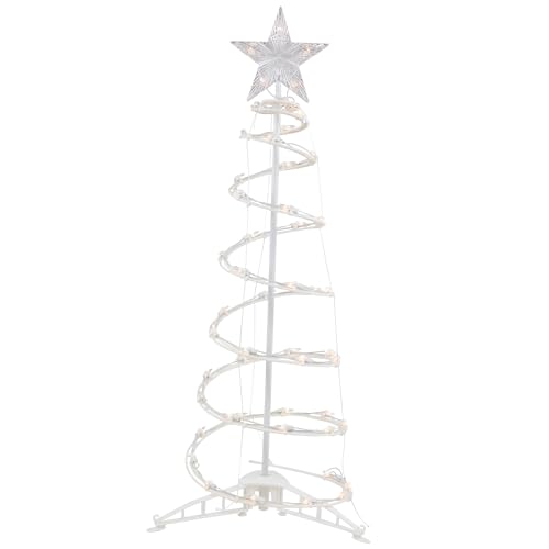 Lighted Outdoor Spiral Christmas Cone Tree with Star - 3' - Clear Lights