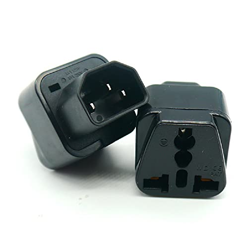 ALINNA UPS IEC C14 to Universal Female US EU UK AU C13 &1 (2in1) Adapter Power Plug/Socket(2 Pack)