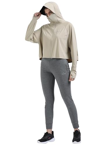 Image of FabSports Women's Croptop UV Protection Sun Screen Jacket, Full Zip Sun Protection Clothing, Lightweight with UPF 50+ Protection for Outdoors, with Pockets, Sun Protective Clothing for Women