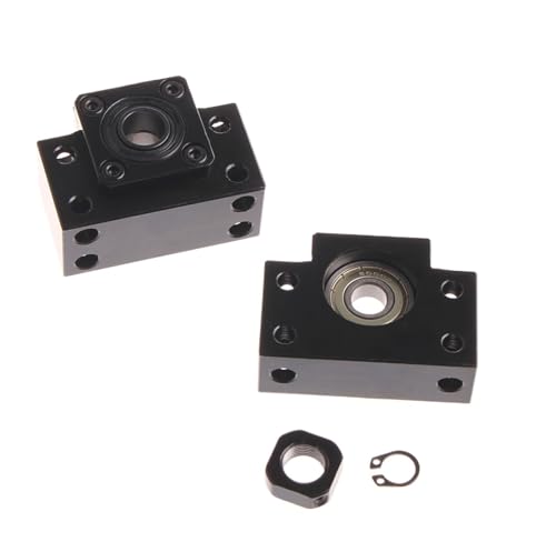 Metal Ball Screw nut 1set BKBF10 BKBF12 BKBF15 Fixed Floated Ball Screw End Supports Bearing Mounts for Ballscrew SFU1204 RM1605 2005 2505 CNC Part(1 Set BKBF10)