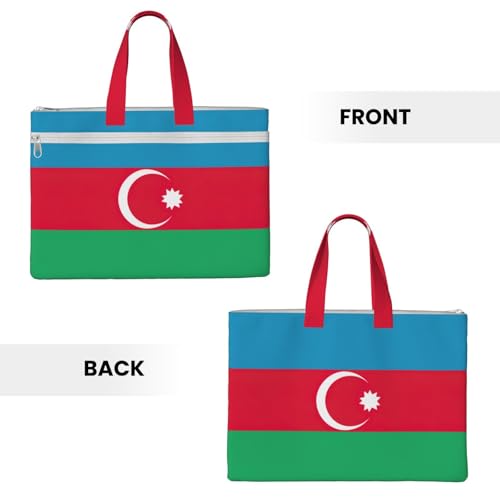 Flag Of Azerbaijan Canvas Document Bag Briefcase For Professionals And Executives3