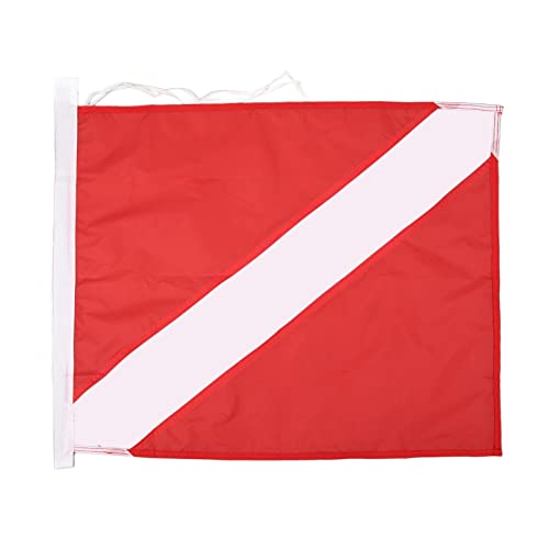 Tyenaza Dive Flag for International Scuba, Diving Freediving Diver Down Boat Use with Float Red White Binding Rope Type