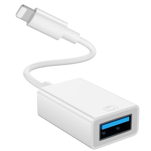 Lightning auf USB Adapter [Apple MFi-Zertifiziert] USB-2.0-OTG-Kabel für iPhone/iPad Adapter Lightnning auf USB Unterstützt Kartenleser Maus Tastatur U-Disk Plug-and-Play weiß