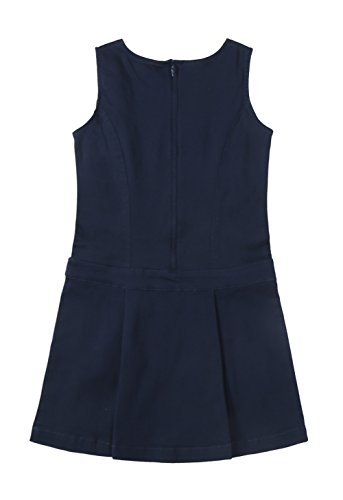 Bienzoe Girl's Cotton Stretchy Twill Jumper School Uniforms Button Dress2