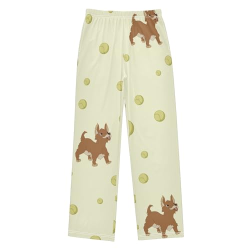 Dog Tennis Ball Boys Pants Boys Athletic Pants Long Pant for Boywith Pockets Wide-Leg Size 6-14Y