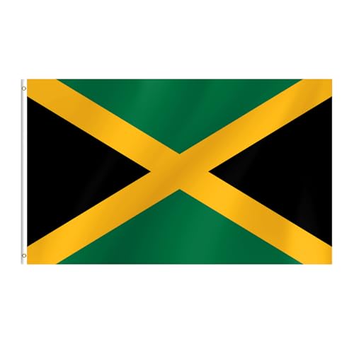 Jamaica Flag, 3x5 Ft Jamaican Flag, Vivid Color Fade Resistant With Brass Grommets for Party Parades Sports Events Patriotic Holidays Outdoor Indoor Decorations