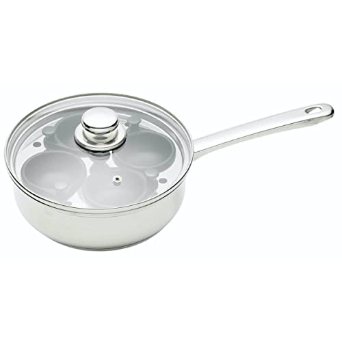 Imagen de KitchenCraft Escalfador de huevos, Sartén de acero al carbono para escalfar huevos, Sartén para escalfar huevos para 4 huevos, Antiadherente y apta para inducción, 20,5 cm (11''), Plateado