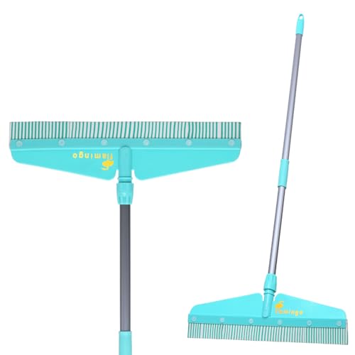 Image of Zureni Flamingo Wiper 21 inch Foam Rubber Blade Double Lamination Rod with Telescopic Long Handle for Wiping Floor Cleaning and Dirt Removal in Home Bathroom & Kitchen (Random Colours)