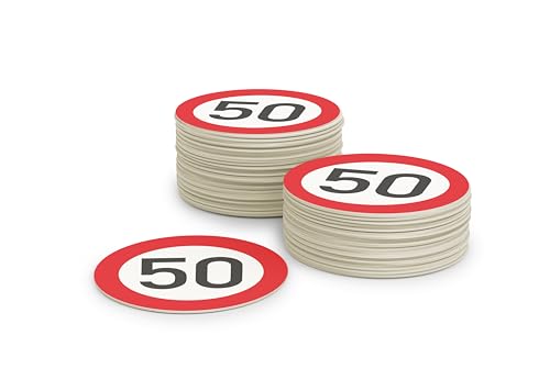 sous-bocks en Carton 50e Anniversaire pour Femmes et Hommes (50 pièces) sous-Verres Ronds en Verre (⌀10 cm) en Carton écologique