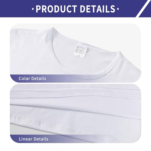 Polyester Adult T-Shirts for Sublimation, 6 Pack, White, Crew Neck, Short Sleeve3