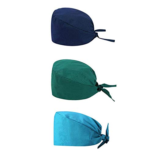 Youning Kosmetikerin Arbeitskappe Peelingkappen 3 Stücke Schrubben Kappe Haube Multifunktional Kopftuch Frauen Turban Baumwolle Headwear Head Wraps Kopfbedeckung