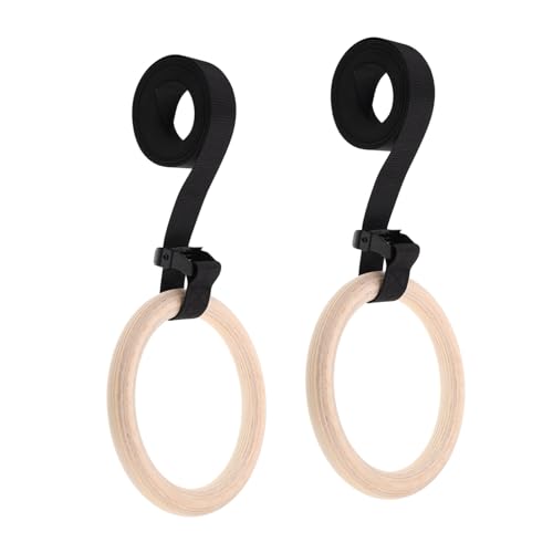 Anillas gimnásticas de madera con correas ajustables
